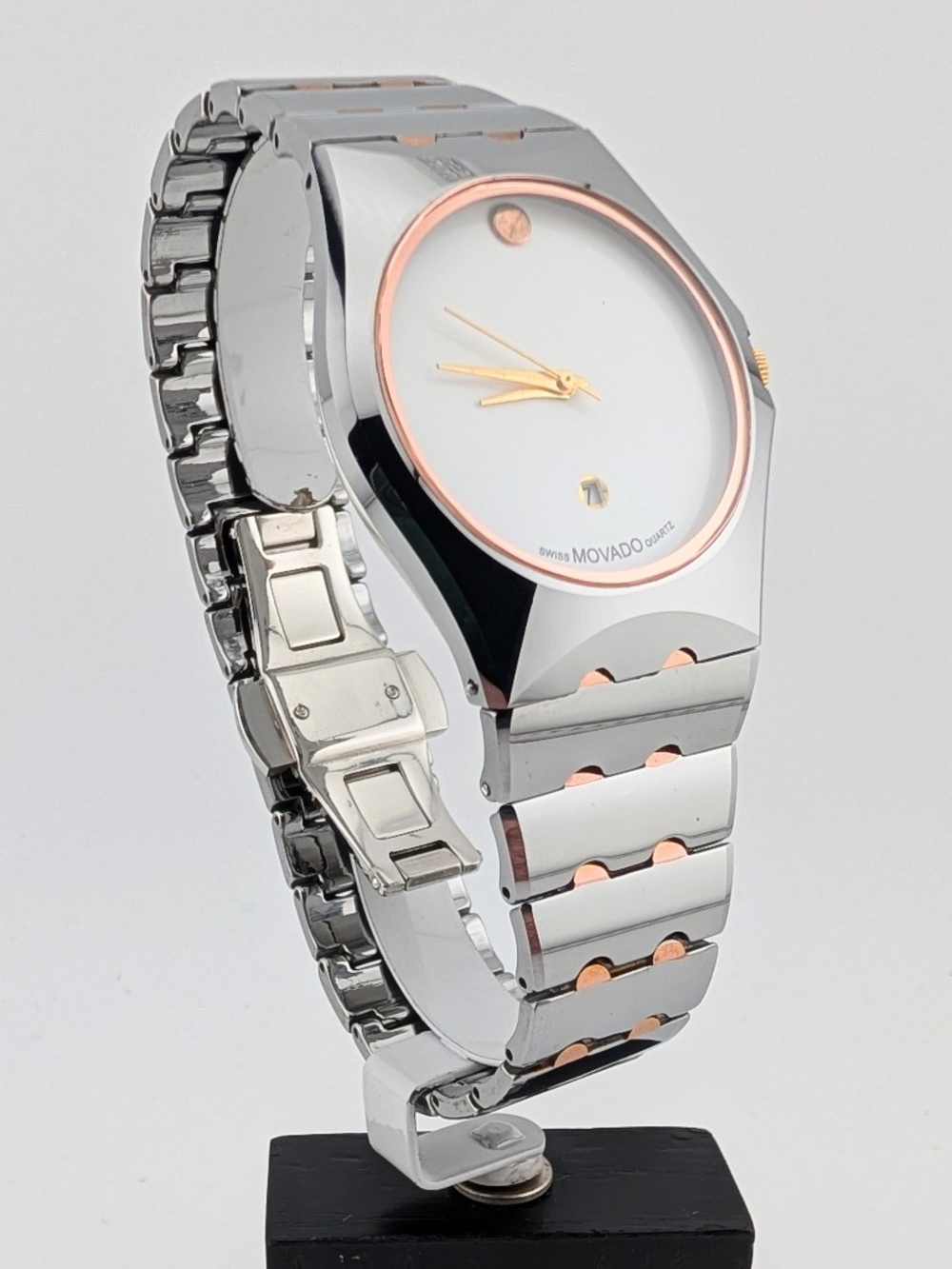 Japenese Tungsten Steel Men's Watch Wht Dial~Not Movado/Sold as Costume Jewelry
